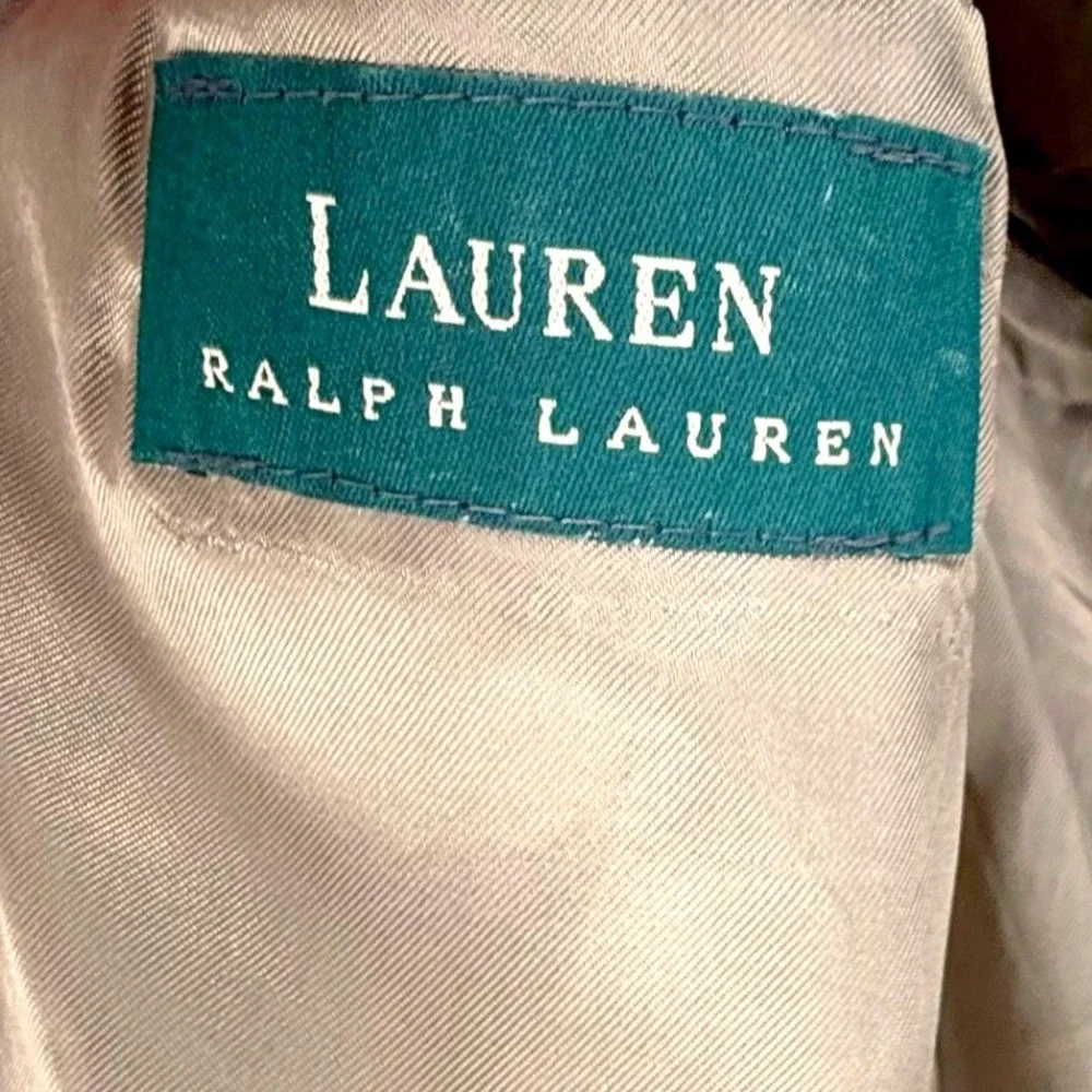 Lauren Ralph Lauren Mens 42L Silk Wool Linen Sport Coat Blazer Brown Glen Plaid